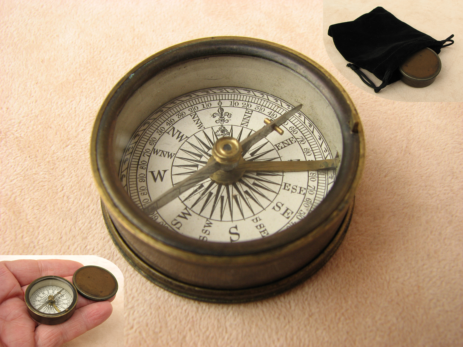 Antique Francis Barker brass cased compass circa 1880